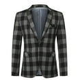 thumbnail image 2 of Cloudstyle Men's Slim Fit Single-Breasted Notch Lapel Blazer & Trousers 2-Piece Suit Set, Modern Checkered Pattern, 2 of 15
