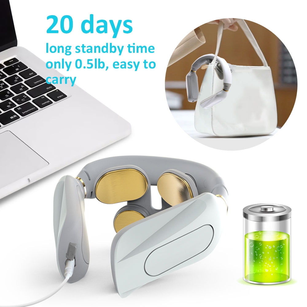 Alphay Smart Neck Massager for Relax, Rechargeable  Intelligent Cervical Massager with Heat, White