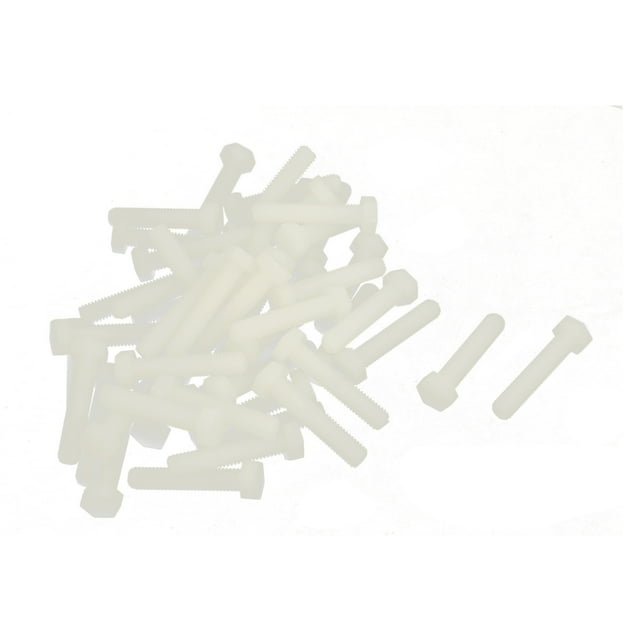 M5 x 25mm Tornillo de Cabeza Hexagonal de Nylon Métrico con Rosca Completa 50 Pcs