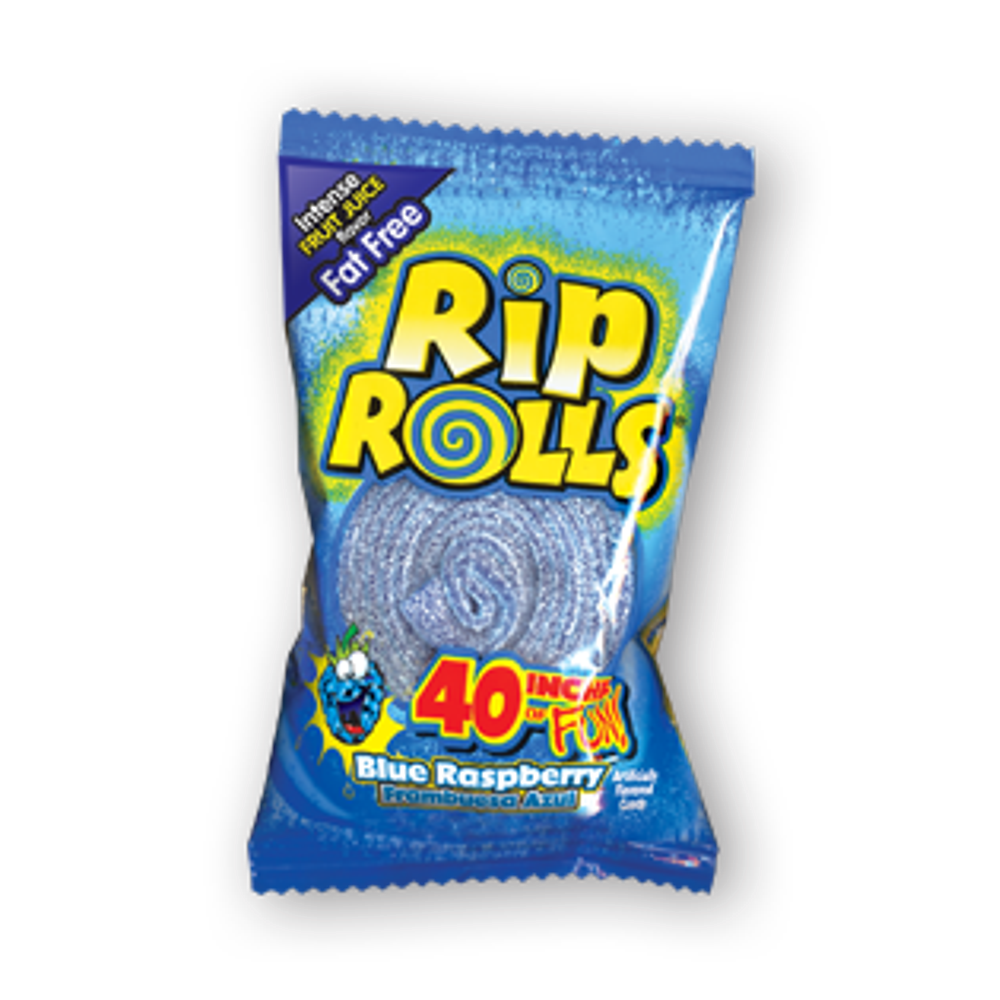 Rip Rolls, Blue Raspberry Gummi Rolls, 1.4 Oz, 24 Ct