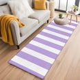 thumbnail image 2 of Purple Striped Large Area Rugs for Bedroom Living Room, Soft Non Slip Carpet Bedside Rug, Modern Farmhouse Purple White Stripes Rectangular Floor Cover Kitchen Accent Rug 2'x6' for Dining Room/Office, 2 of 9