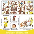 thumbnail image 3 of 50 PCS For Curious George Theme Wall Stickers,4 Sheets 17x9 inch Removable PVC Decals,DIY Wall Decor for Boys and Girls Bedroom Playroom Living Room, 3 of 5