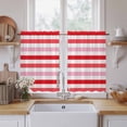 thumbnail image 2 of Red Pink Striped Tier Curtains, Farmhouse Stripes Simple Art Light Filtering Kitchen Curtains, 2Pcs Rod Pocket Half Window Treatments Panels for Sink Cafe Cabinet Basement 27.5x45 Inches, 2 of 9