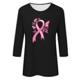 thumbnail image 4 of Alkepwun Pink Ribbon Shirts for Women Breast Cancer Awareness T Shirts 3/4 Sleeve Crew Neck Pullover Tops, 4 of 4