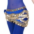 thumbnail image 2 of IQOGKRN Hip Scarf for Belly Dancing Women's Belly Dance Scarf with Gold Coins Skirts for Bellydance Blue One Size, 2 of 3