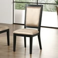 thumbnail image 3 of Dining Room Set of 2pc Side Chairs Espresso Finish Upholstered Chairs Unique Back Design Wood Chair, 3 of 9