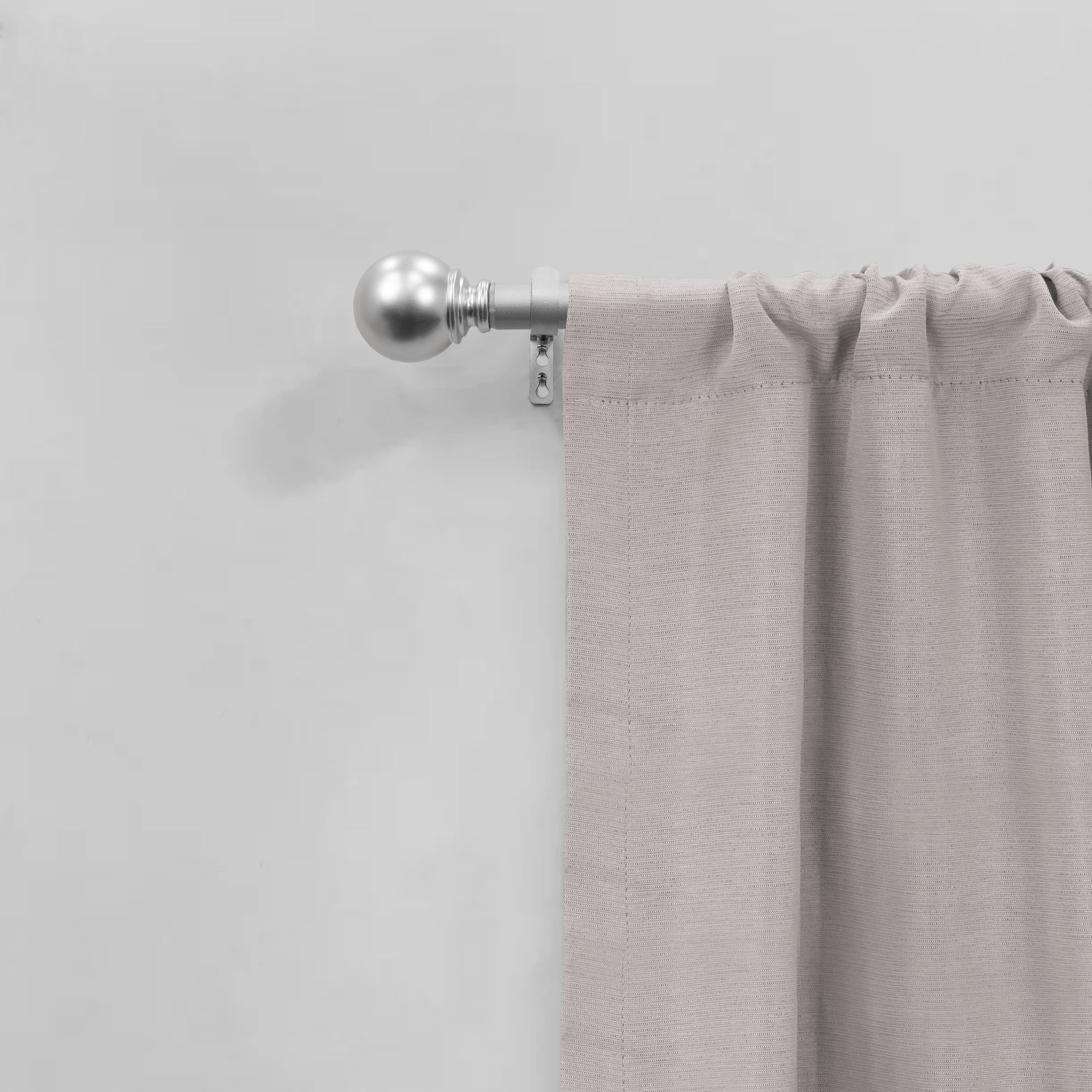 (2 pack) Mainstays 1" Nickel Ball Adjustable Single Curtain Rod, 30-84"