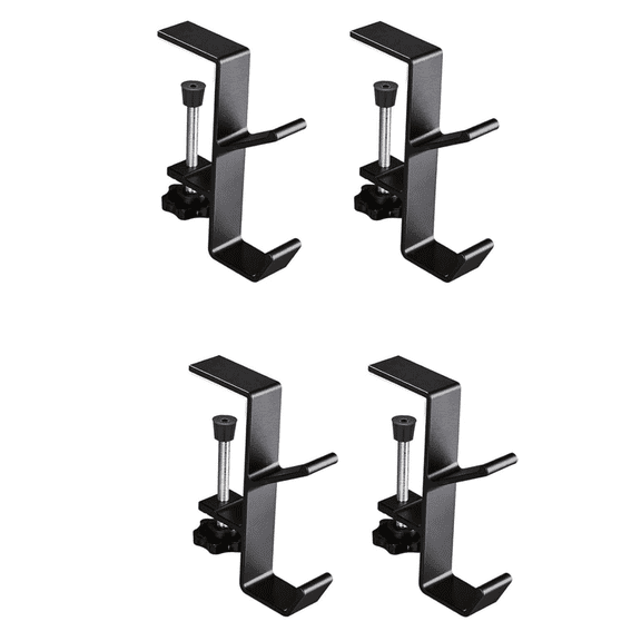 4 Pack Christmas Fireplace Stocking and Garland Hanger,Mantle Garland Holder for Hanging Christmas Stockings,Adjustable About 0.19 to 2.09 Inches Thickness Garland and Stocking Holder,Black