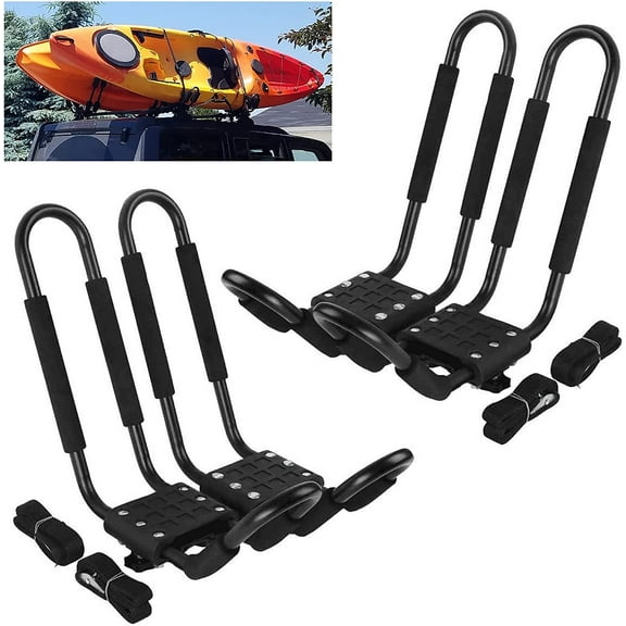 XMT-MOTO J-Bar 2 Pairs Universal Kayak Canoe Top Mount Carrier Roof Rack Boat SUV Van Car
