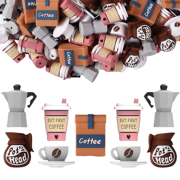 Andy Papa 20PCS 3D Coffee Silicone Focal Beads for Pens, Keychains, Bracelets & Necklaces, Diy Jewelry Handmade Craft Charms Supplies