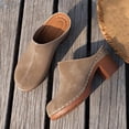 thumbnail image 5 of Khaki Women Platform Heel Slip On Mules Thick Sole Closed Toe For Spring Summer Casual Wear Comfortable Outdoor Slide Design, 5 of 9