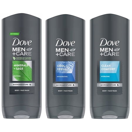 Dove Men + Care Body And Face Wash Variety 3 Flavors - Clean Comfort, Cool Fresh, And Minerals + Sage - 13.5 Oz (400Ml), Total: 40.5 Ounce