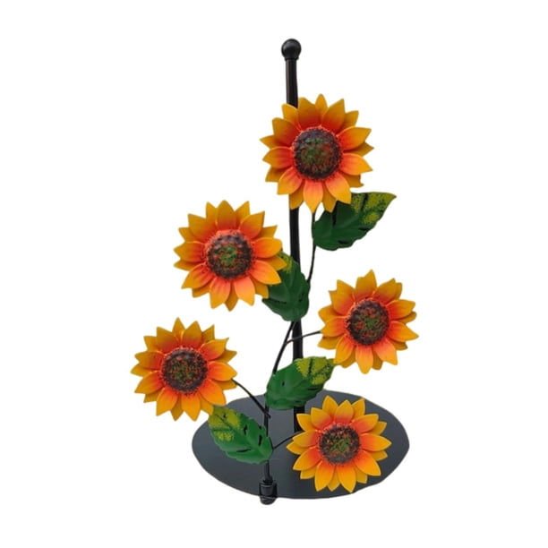 Porta toallas de papel con forma de flor, elegante soporte vertical para toallas de papel de encimera para cocina. Girasoles
