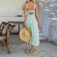thumbnail image 7 of 2025 Spring And Summer Leisure Elegant Holiday Style Solid Color High Waisted Dress Women's Wear Beach Dresses Knee Length Dress for Women Long Sleeve Dress for Women V Neck Dresses Loose Summer, 7 of 7