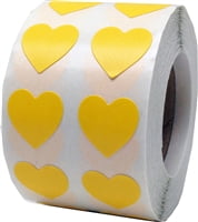 1000 Labels on a Roll 13 mm 1/2 Inch Wide Shiny Gold Heart Stickers