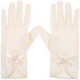 thumbnail image 1 of KAKOWELY 1 par de guantes de novia para boda, guantes de satén para mujer, guantes con lazo para fiesta de graduación y té., 1 of 5