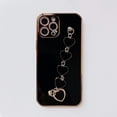 thumbnail image 3 of Compatible with iPhone 13 Pro Max Case 6.7 inch 2021 Release Luxury Plating Soft TPU Case with Love-Heart Strap Bracelet Chain Shiny Cute Pretty Protective Phone Cover for Women Grils Black, 3 of 11