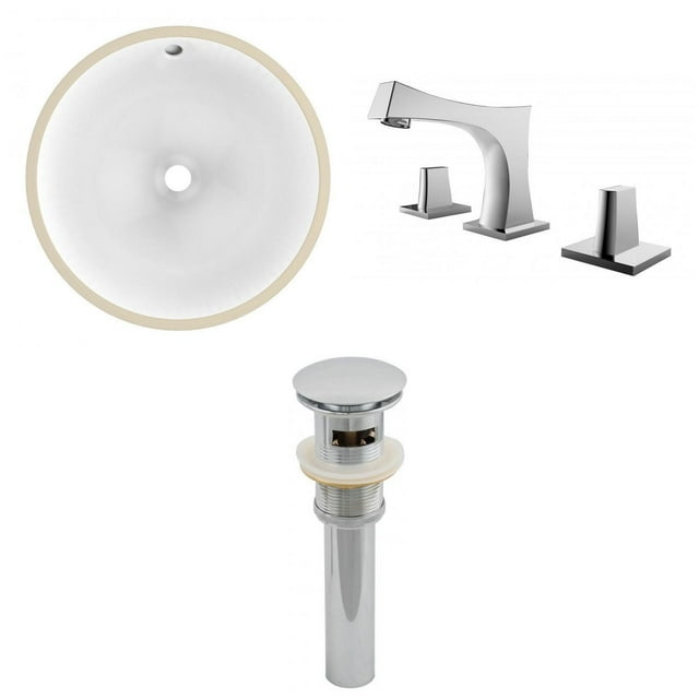 16.5-in. W CUPC Round Bathroom Undermount Sink Set In White - Chrome Hardware - Overflow Drain Incl. AI-12927