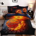 thumbnail image 1 of ZHH 3D Duvet Cover Sets Twin Size Sports Basketball Fire Pattern Kids Bedding Set Ultra Soft Quilt Cover for Boys and Teens (1 Duvet Cover Set + 2 Pil, 1 of 4
