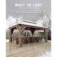 thumbnail image 4 of Hardtop Wood Gazebo 10x12 Ft for All Weather, with Double Metal Roof, Heavy Duty Wooden Frame, Net, and Curtain, Permanent Building for Patio, Deck, Backyard, Lawn, and Garden, Khaki, 4 of 6