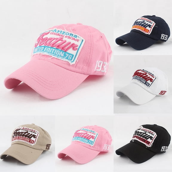 Hats for Women Unisex Washed Embroidery Baseball Cap Casual Street Dance Hat Black One Size