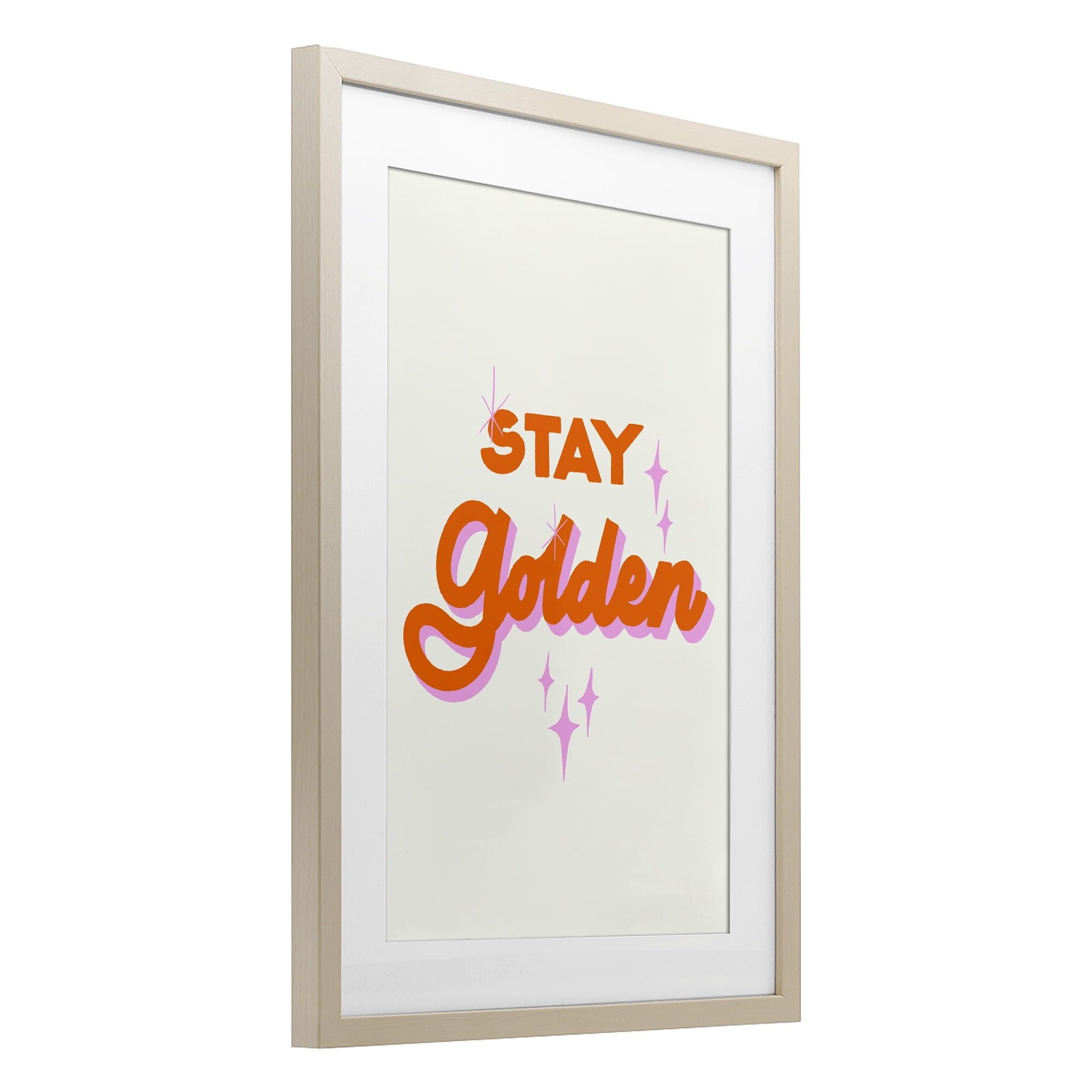 Stupell Industries Stay Golden Retro Letters Birch Framed Print Under Glass, design by Indira Prieto | IndySign
