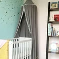 thumbnail image 6 of Kids Bed Canopy with PomPom Cotton Canopy for Crib Baby Girl Netting Cover Canopy Crib Curtain Reading Nook Hanging Tent Nursery Play Game Castle House Decoration - grey, 6 of 7