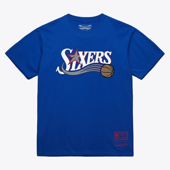 Unisex Mitchell & Ness Royal Philadelphia 76ers Hardwood Classics Arch T-Shirt