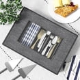 thumbnail image 5 of Aokeyee 2 Pack Silverware Storage Box with Adjustable Dividers, 5 Compartment Silverware Organizer with Lid Handle for Utensil, Flatware, Knives, Gray, 5 of 7