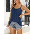 thumbnail image 3 of Charmo Womens Flowy Pleated Camisole Built in Bra Adjustable Straps Loose Tank Tops S-3XL, 3 of 6