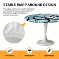 thumbnail image 2 of Elastic Fitted Round Tablecloth, Aqua Geometric Waterproof Stretch Table Cover for 45"-54" Tables, Modern Black White Striped Abstract Lines Washable Outdoor Tablecloths for Patio, Picnic, Camping, 2 of 9