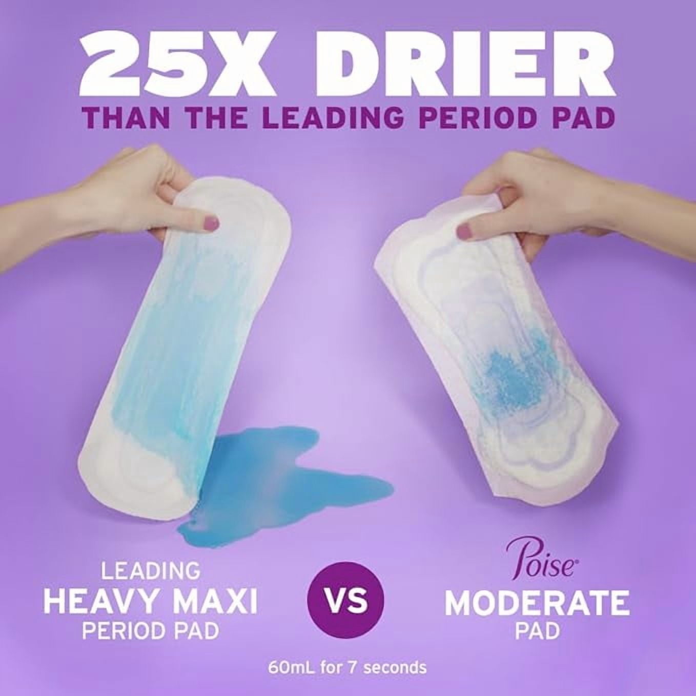 Poise Incontinence Pads & Postpartum Incontinence Pads, 5 Drop Maximum Absorbency, Regular Length, 48 Count