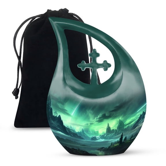 JAGSHASHI Aurora Cremation Urn Set - Adult Urns For Women - Funeral Ashes Urn - Adult Cremation Urns For Human Ashes - 10 Inch With Velvet Bag - Cremation Urns For Burial - Urns For Human Ashes