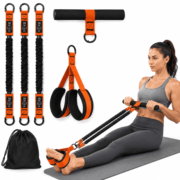 WYTE Anti-Slip Exercise Pedal Resistance Band with Foot Pedal Unit with Handles, 3 Resistance Tubes, Carry Bag