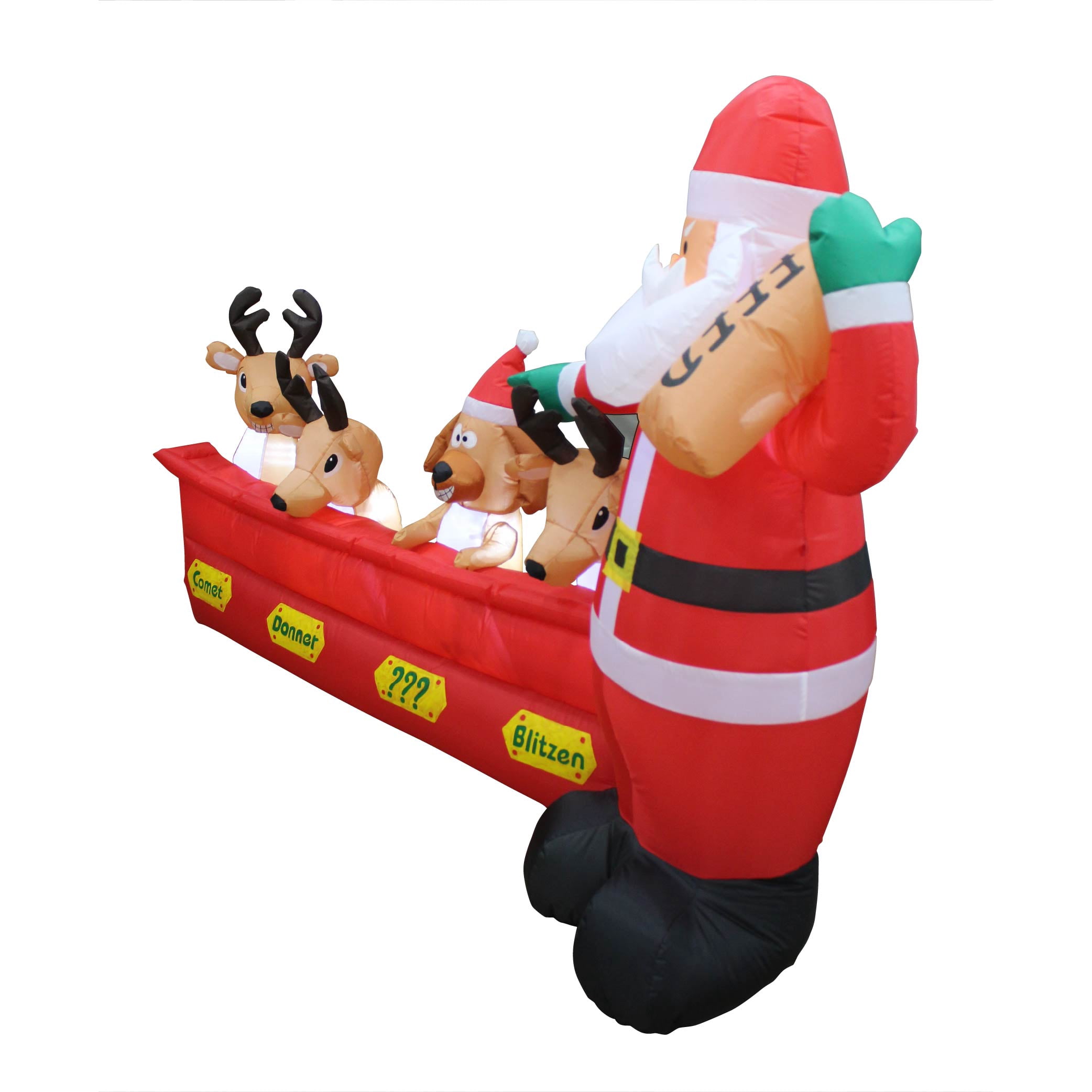 Impact Lighted Santa with Reindeer Yard Inflatable, 60"