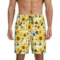 thumbnail image 2 of Picia Navy Blue Leaf Sunflower Pajama Shorts for Men, Men's Pajama Bottoms, Sleepwear,Short Pajama Pants-XX-Large, 2 of 9