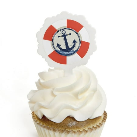 Ahoy Nautical Cupcake Picks With Stickers Baby Shower Or Ahoy Nautical Cupcake Picks With Stickers Baby Shower Or