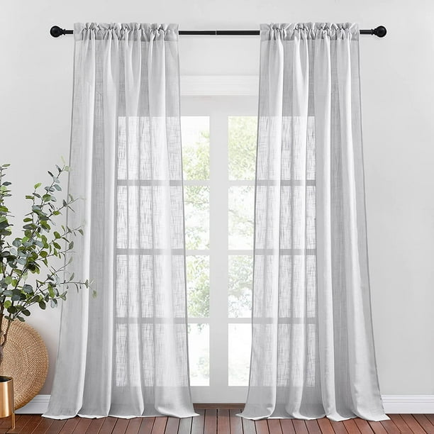 Sliver Grey Modern Sheer Curtains 95 Inches Long Rod Pocket Extra Semi Privacy Protect Light Filter Window Ds For Farmhouse Living Room Total 2 Pieces Wide 104 Com Sliver Grey Modern Sheer Curtains 95, Curtains 95 Inches Wide