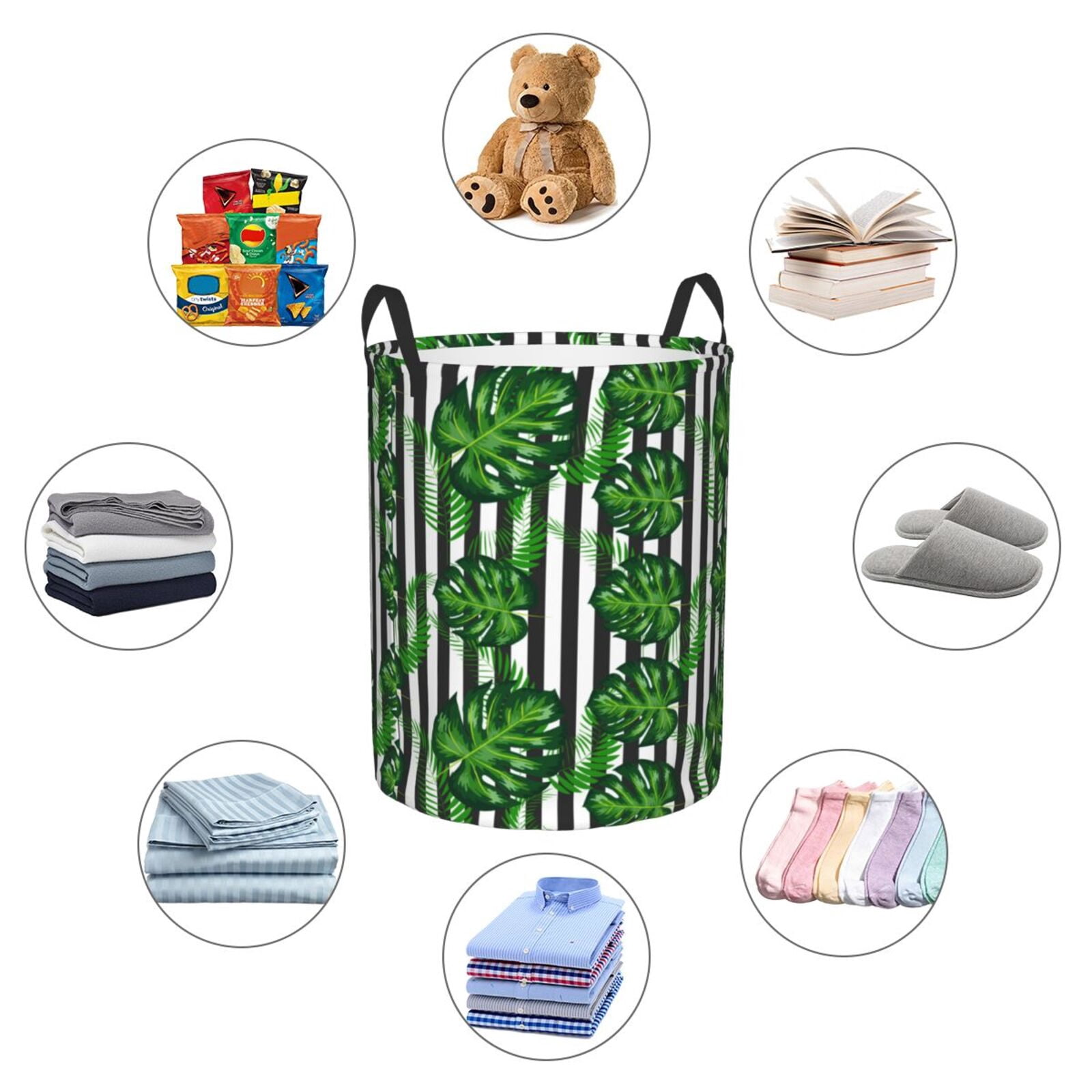 Large Laundry Basket with Handles - Palm Greenery Kids Baby Dirty Clothes Laundry Hamper for Bedroom Aesthetic