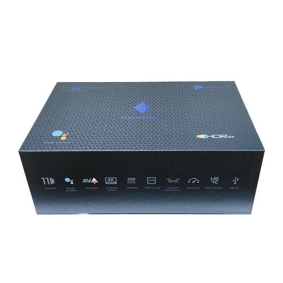 2023 TVPLUS ACEROID Diamond Android 11 2GB+16GB IPTV SET TOP Smart TV Box 2.4/5G Duo Band Wifi 600M Bluetooth RCU Schedule Record Function with LIXSUNTEK Ethernet Cable