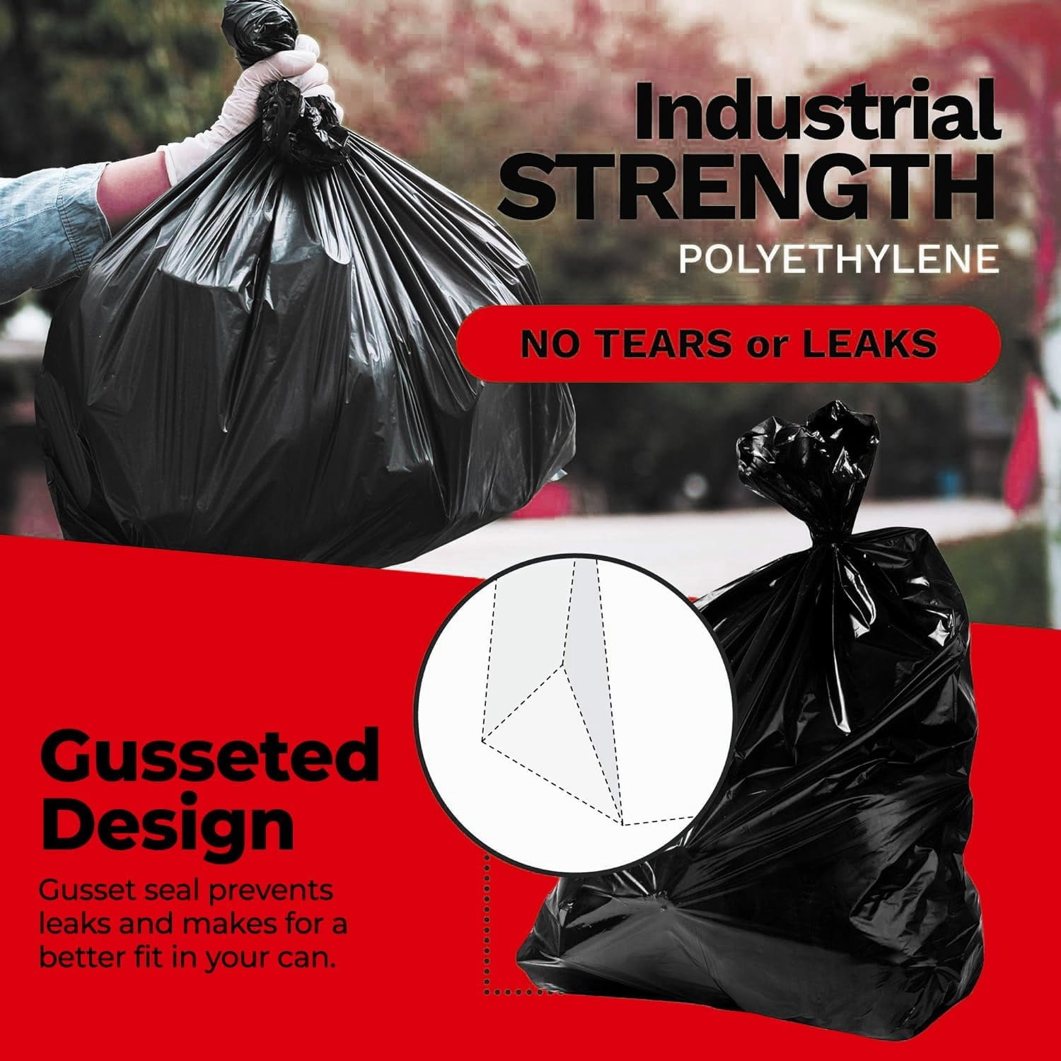 55 Gallon Trash Bags, 2.5 Mil Contractor Bags - 50 Count, Large 55-60 Gallon Trash Can Liners, Black Contractor Garbage Bags, 38 x 58"