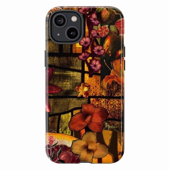 Vintage Floral Phone Case, Botanical Window Art iPhone Cover, Artistic Protective Case for iPhone 16 15 14 13 12 11 Plus Pro Max Mini