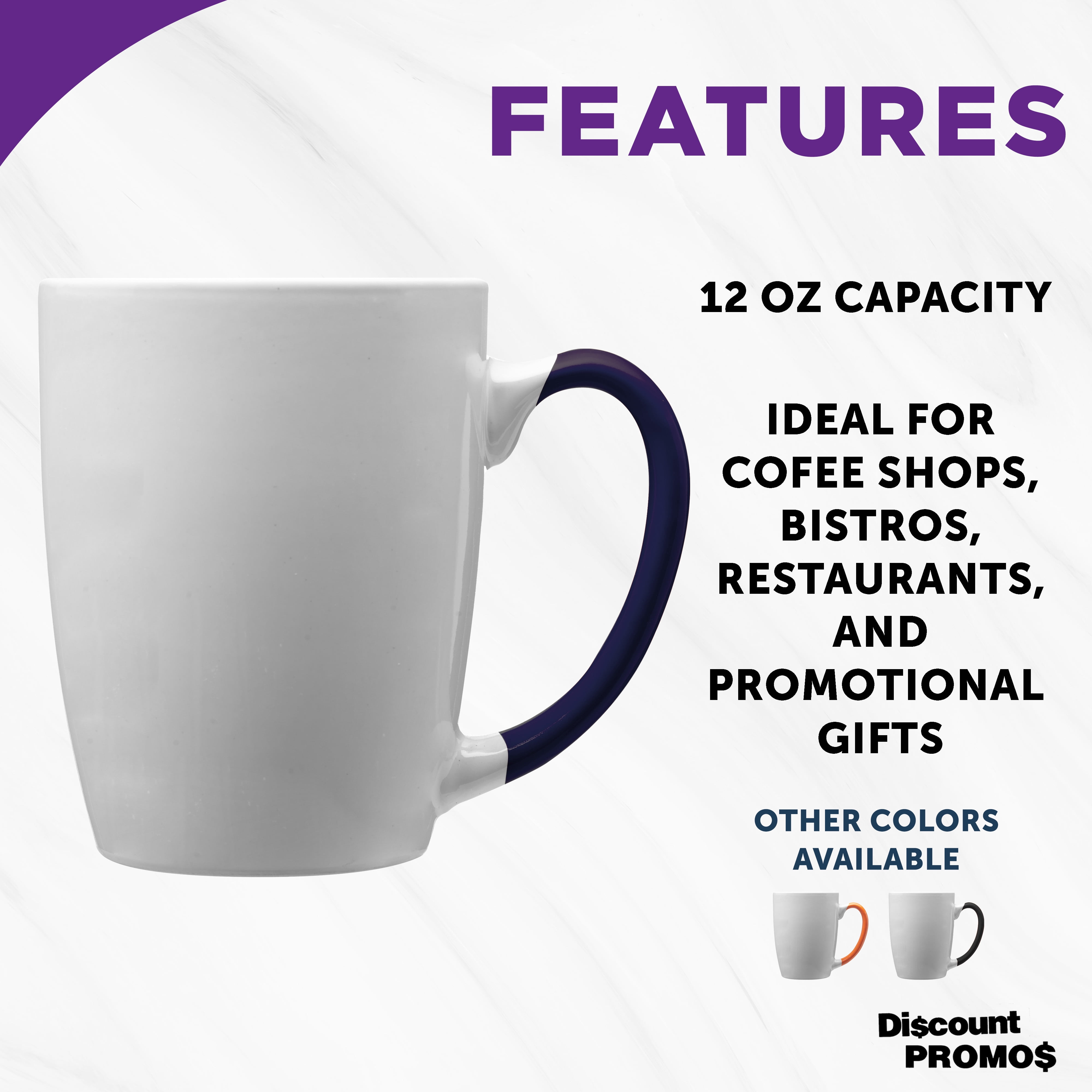 Java Two-Tone Coffee Mugs 12 oz. Set of 10, Bulk Pack - Perfect for Coffee, Tea, Espresso, Hot Cocoa, Other Beverages - Cobalt Blue