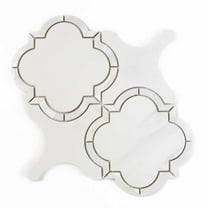 The Tile Life Delphi Pearl Statuario Satin Glass Arabesque Mosaic Wall Tile, 12 x 12 in, 1-Piece