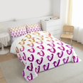 thumbnail image 3 of Homewish 3D Loves Pattern Queen Comforter Set,Modern Graffiti Bedding Sets,Gold Purple White Bedding Comforter Set For Girls,Breathable Home Decor Reversible,3 Pieces, 3 of 8