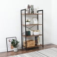 thumbnail image 3 of Bookshelf, 4-Tier Bookcase, Living Room Standing Unit Shelf, Stable Steel Frame, Bedroom, Office, Industrial Design, Rustic Brown, 3 of 8