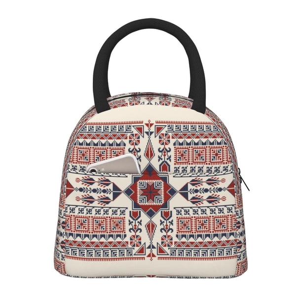 Balery Fashion Tatreez1 Bolsa de Almuerzo para Mujeres, Caja de Almuerzo, Bolsa de Almuerzo Pequeña Impermeable, Tote de Almuerzo Reutilizable con Gran Capacidad