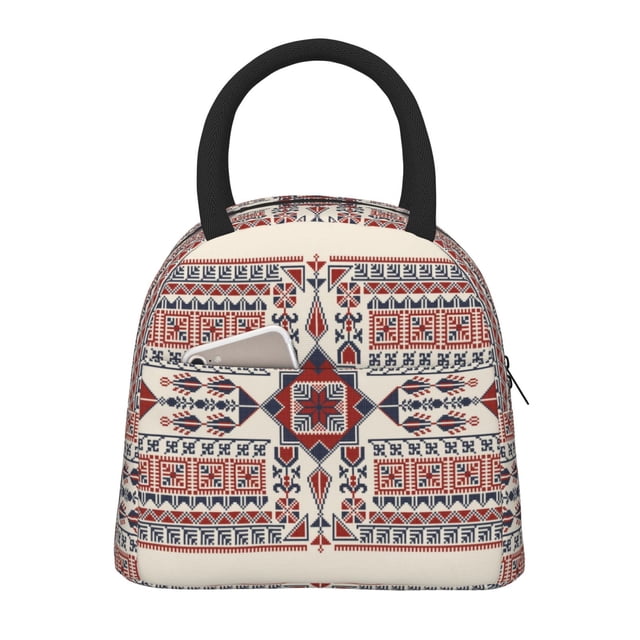 Balery Fashion Tatreez1 Bolsa de Almuerzo para Mujeres, Caja de Almuerzo, Bolsa de Almuerzo Pequeña Impermeable, Tote de Almuerzo Reutilizable con Gran Capacidad