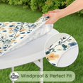 thumbnail image 5 of Pioneer Flower Floral Print Pattern Round Fitted Tablecloth with Elastic Edge,Dining Table Cover Waterproof,Outdoor Round Tablecloth for Camping,Dining,Indoor and Outdoor, 5 of 7