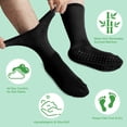 thumbnail image 2 of HIALTODAY Men's Diabetic Socks 4 Pairs, Non-Binding Bamboo Neuropathy Crew Socks with Non-Slip Grip, Moisture Wicking Breathable Comfort Fit Father's Day Gift, Black, 2 of 6
